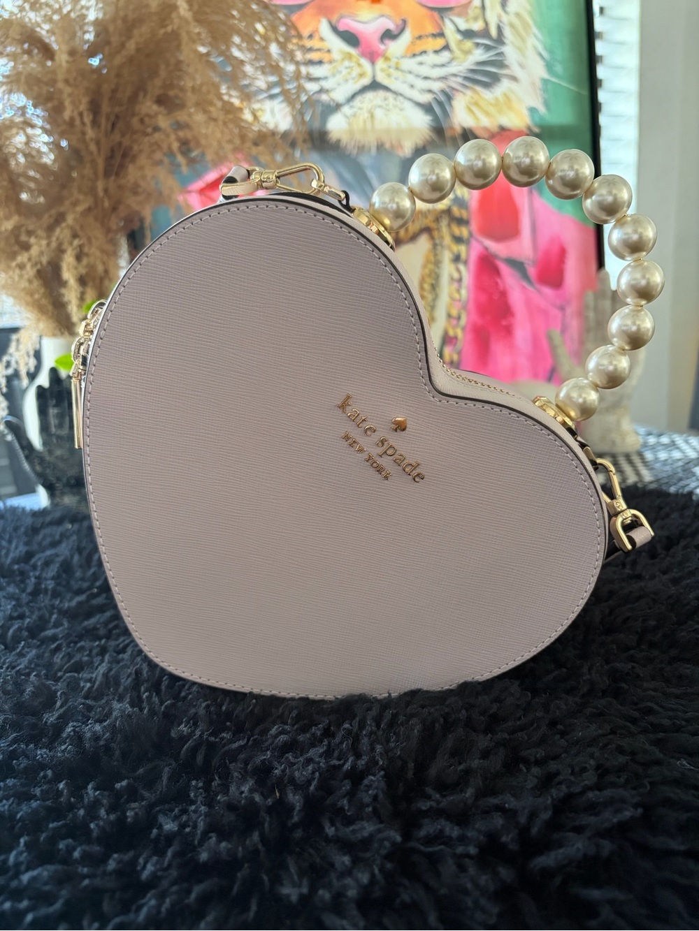 kate spade lavender Heart Mini Crossbody with Pearl Handle